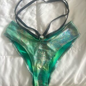 Green Iridescent Snakeskin Bikini Bottom